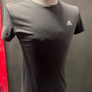 Adidas Ultimate Tee Women Small Solid Black‎ Climalite Fitted Short Sleeve Shirt